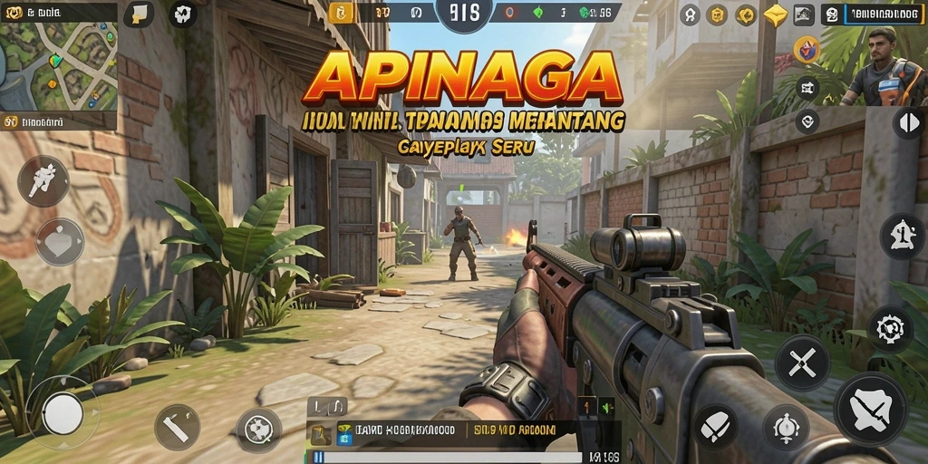 Screenshot APINAGA menampilkan aksi seru gameplay TPS yang intens.
