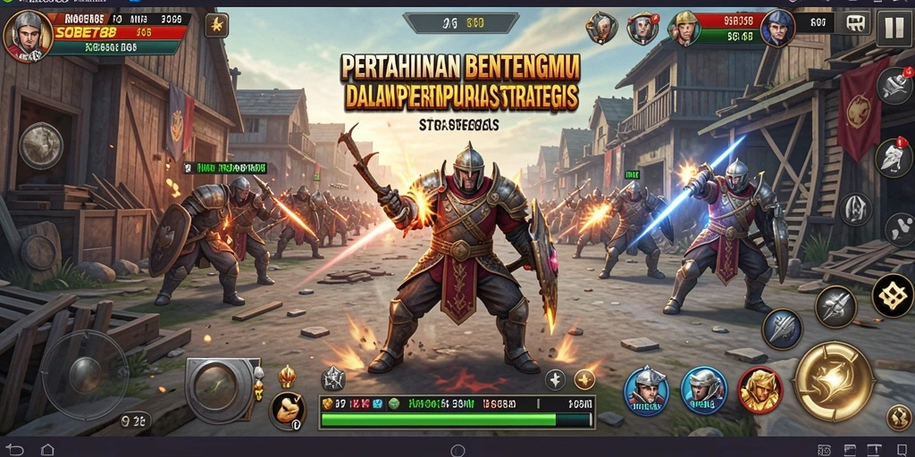 Tampilan gameplay Tower Defense yang menegangkan di SOBET88.